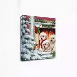 Puppies at Christmas Window Canvas Art Print Christmas Art & Wall Decor