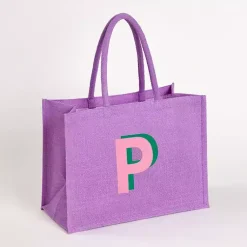 Clearance Monogram P Jute Tote Bag Monogram Seasonal Decor