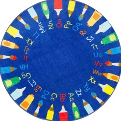 Kirklands Home Area Rugs|Rainbow Alphabet Round Rug, 5 ft. Multi