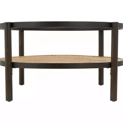 Kirklands Home Coffee Tables|Rattan and Glass 2-Tier Coffee Table