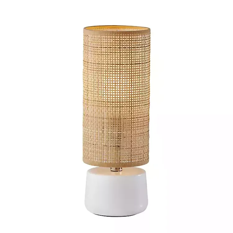 Kirklands Home Table Lamps|Rattan Cylinder Shade White Base Table Lamp