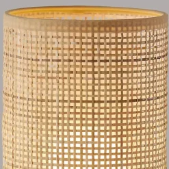 Kirklands Home Table Lamps|Rattan Cylinder Shade White Base Table Lamp