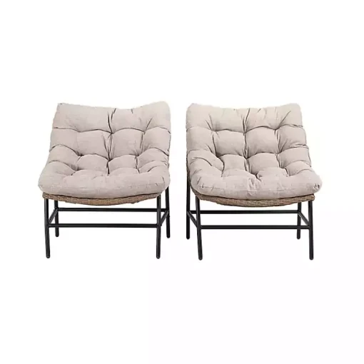 Kirklands Home Outdoor Seating|Rattan Scoop Chairs with Cushions, Set of 2