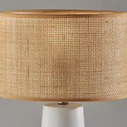 Kirklands Home Table Lamps|Rattan Shade Base Table Lamp White