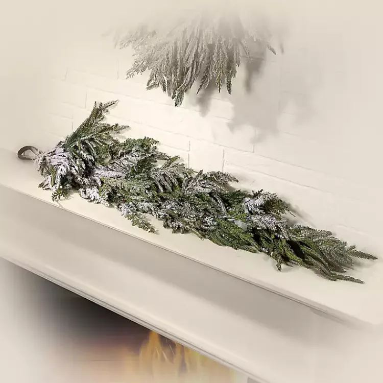 Discount Real Touch Flocked Norfolk Pine Garland Christmas Arrangements & Garland