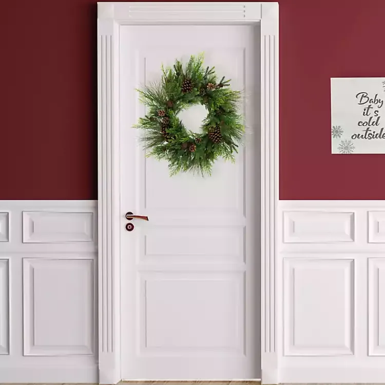 Discount Real Touch Pine and Cedar Jingle Bell Wreath Christmas Wreaths