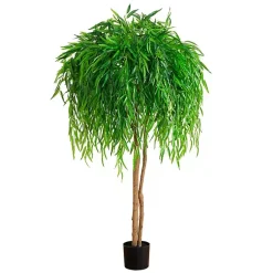 New Real Touch Willow Tree in Black Planter, 5 ft. Trees & Topiaries