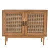 Kirklands Home Cabinets & Sideboards|Reclaimed Pine and Woven Cane Cabinet