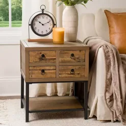 Kirklands Home Accent & End Tables|Reclaimed Wood Accent Table with Keeping Drawers Brown