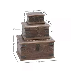 Clearance Reclaimed Wood Antique Box Set, Set of 3 Baskets & Boxes