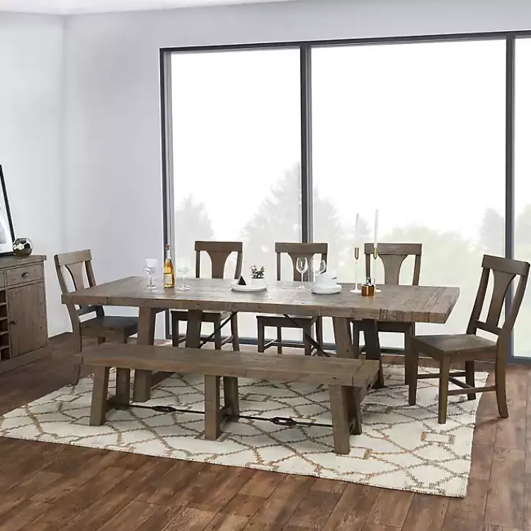 Kirklands Home Dining Chairs|Reclaimed Wood Industrial Dining Bench Brown