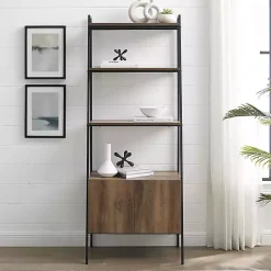 Kirklands Home Bookshelves|Reclaimed Wood Modern Ladder Bookcase with Cabinet