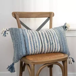 Hot Recycled Denim Stitched Lumbar Pillow Pillows