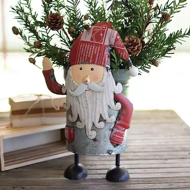 Hot Recylced Iron Santa Canister Christmas Decorations