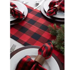 Clearance Red & Black Buffalo Check Table Runner Christmas Dining & Entertaining