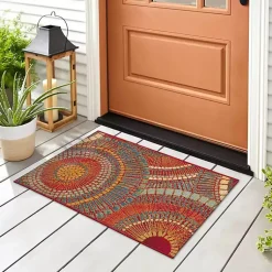 Kirklands Home Outdoor Rugs|Red & Blue Circles Indoor/Outdoor Rug, 2x3