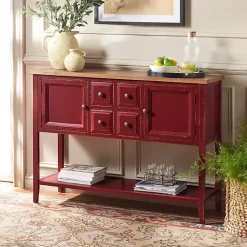 Kirklands Home Cabinets & Sideboards|& Oak 4-Drawer Charlotte Sideboard Red