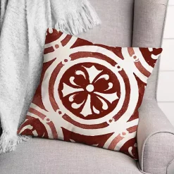 Hot Red & White Medallion Indoor/Outdoor Pillow Pillows
