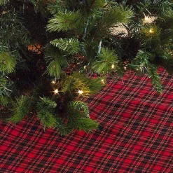 Discount Red and Black Classic Plaid Tree Skirt Christmas Tree Skirts & Collars