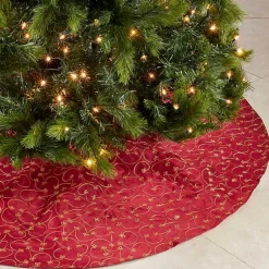 Best Red and Gold Emboidered Tree Skirt Christmas Tree Skirts & Collars