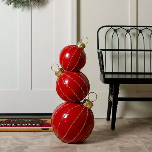 Outlet Red and Gold Stacked Ornaments Christmas Statue Outdoor Christmas Decorations