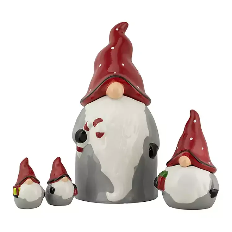 Hot Red and Gray 4-Pc. Christmas Gnome Set Christmas Decorations