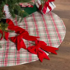 Outlet Red and Green Plaid Tree Skirt with Bows Christmas Tree Skirts & Collars