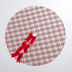 Outlet Red and Green Plaid Tree Skirt with Bows Christmas Tree Skirts & Collars