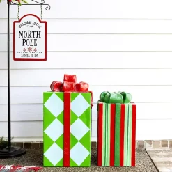 Sale Red and Green Striped Christmas Present Statue Christmas Decorations