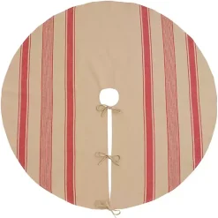 Discount Red and Tan Striped Tree Skirt Christmas Tree Skirts & Collars