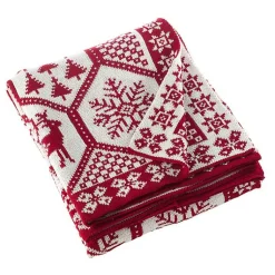 Hot Red and White Geometric Christmas Throw Blanket Christmas Decorations
