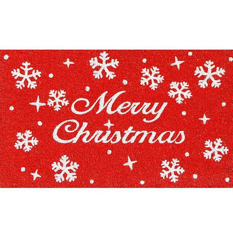 Outlet Red and White Merry Christmas Snowflake Doormat Outdoor Christmas Decorations