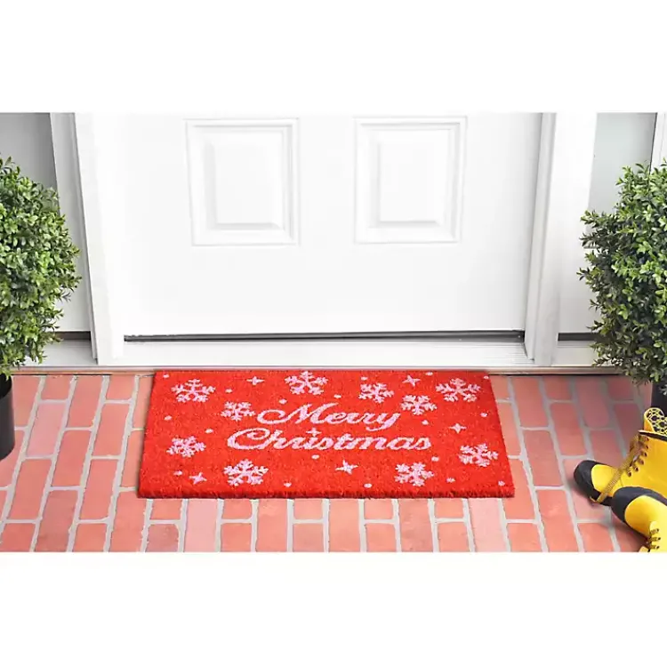 Outlet Red and White Merry Christmas Snowflake Doormat Outdoor Christmas Decorations