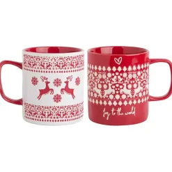 New Red and White Reindeer Sweater Mugs, Set of 2 Christmas Dining & Entertaining