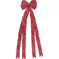 Clearance Red and White Striped Bow Tree Topper Christmas Tree Decorations