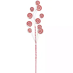 Clearance Red and White Swirl Tree Picks, Set of 6 Christmas Tree Decorations