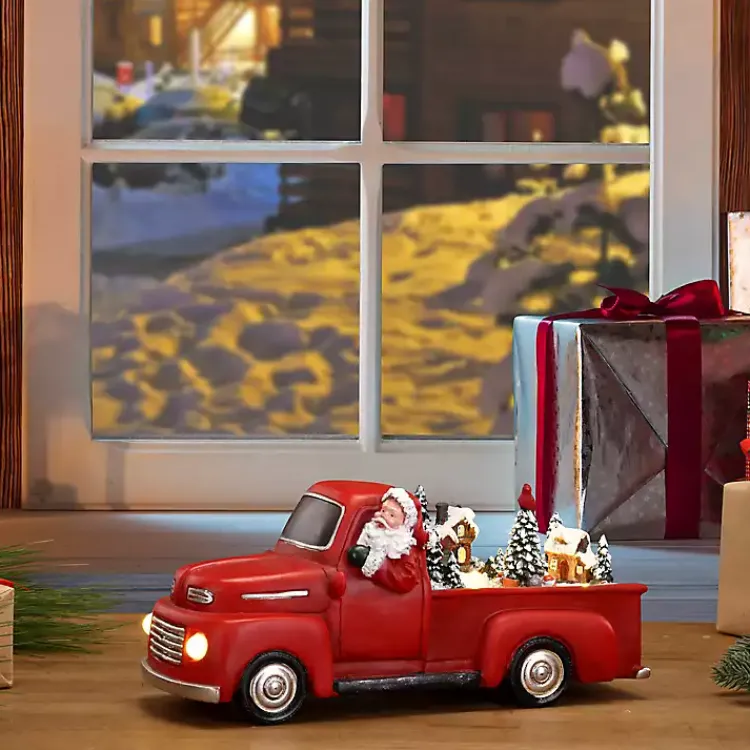 Discount Red Animated Santa Truck, 10.5 in. Christmas Decorations