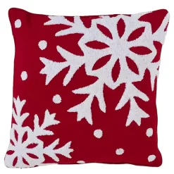 Clearance Red Back White Snowy Snowflake Christmas Pillow Pillows