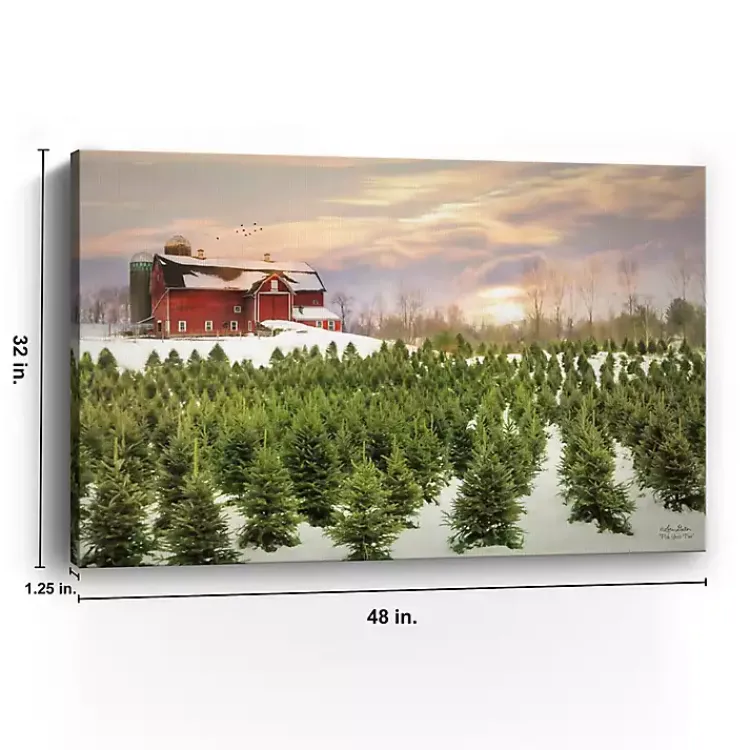 Discount Red Barn and Christmas Tree Farm Canvas Art Print Christmas Art & Wall Decor