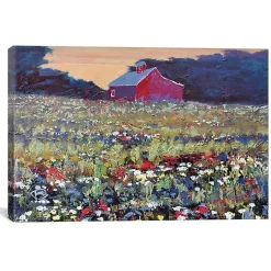 Kirklands Home Canvas Art|Red Barn and Flowers Canvas Art Print