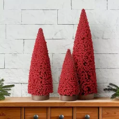 Hot Red Berry Cone Christmas Trees, Set of 3 Christmas Decorations