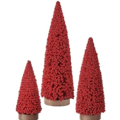 Hot Red Berry Cone Christmas Trees, Set of 3 Christmas Decorations