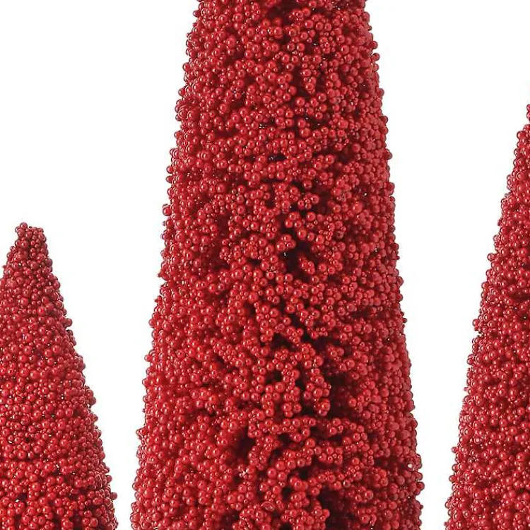 Hot Red Berry Cone Christmas Trees, Set of 3 Christmas Decorations