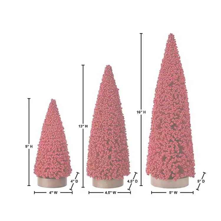 Hot Red Berry Cone Christmas Trees, Set of 3 Christmas Decorations
