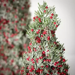 Red Berry Frosted Mini Tabletop Trees, Set of 2 Christmas Decorations