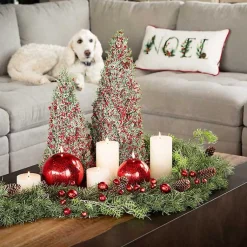 Red Berry Frosted Mini Tabletop Trees, Set of 2 Christmas Decorations