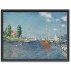 Kirklands Home Canvas Art|Red Boats, Argenteuil Framed Canvas Art Print Blue