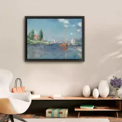 Kirklands Home Canvas Art|Red Boats, Argenteuil Framed Canvas Art Print Blue