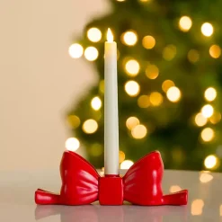 Discount Bow Taper Candle Holder Christmas Decorations