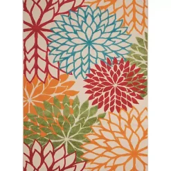 Kirklands Home Outdoor Rugs|Red Bright Floral Burst Outdoor Area Rug, 5x7